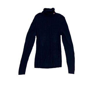 Ralph Lauren Polo Jeans Co. Vintage Navy Blue Logo Flag Turtleneck Top Womens M
